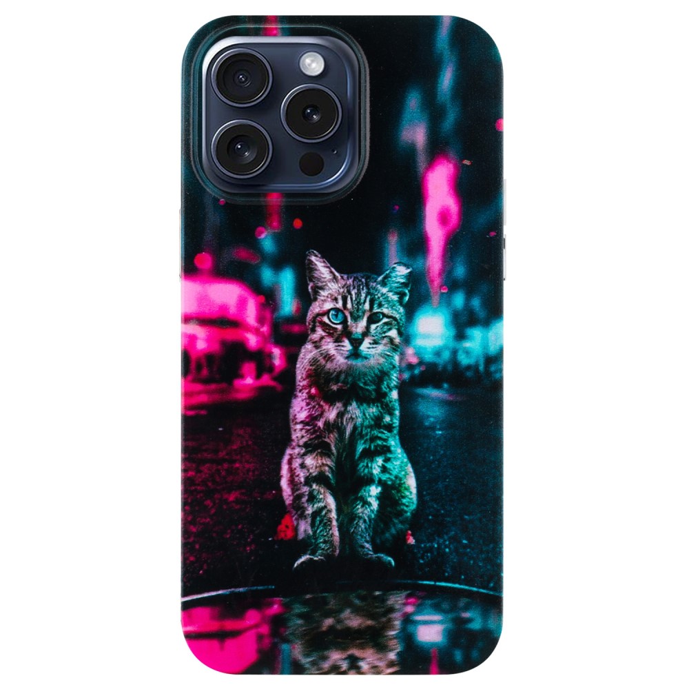 iPhone 16 Pro-fodral Mönsterutskrift Reptåligt smalt flexibelt mobilskal - Trafikljus Katt
