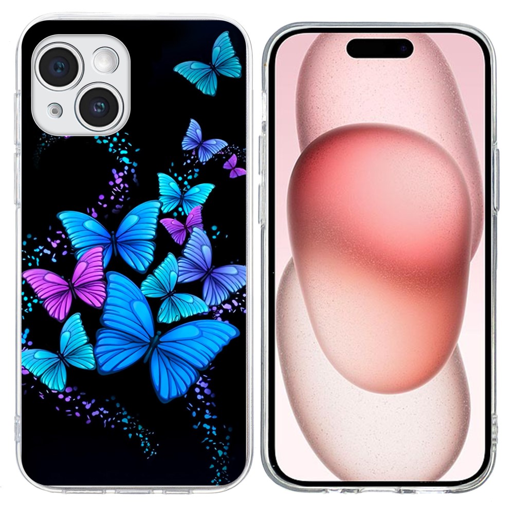 Vibe iPhone 15 skal - Färgglada Fjärilar