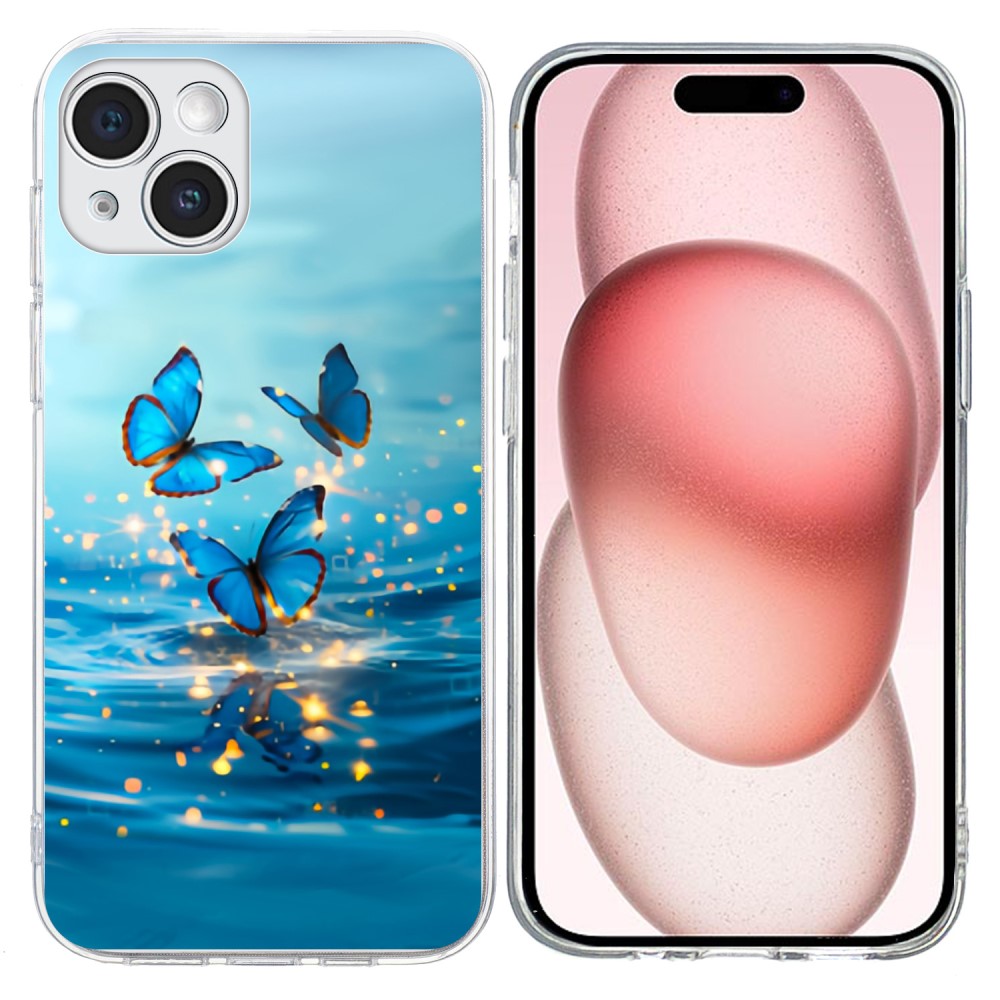 Vibe iPhone 15 Plus skal - Blå Fjäril