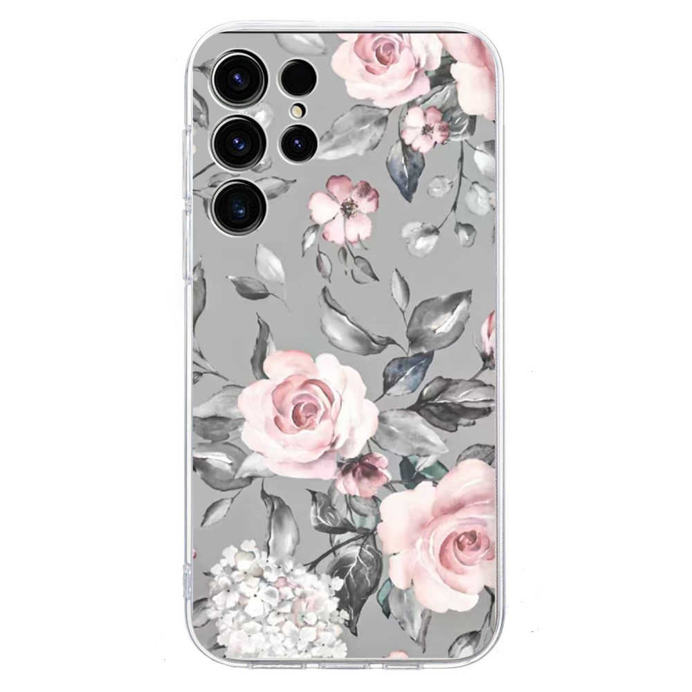 Vibe Samsung Galaxy S24 Ultra skal - Blommor Med Grå Bakgrund