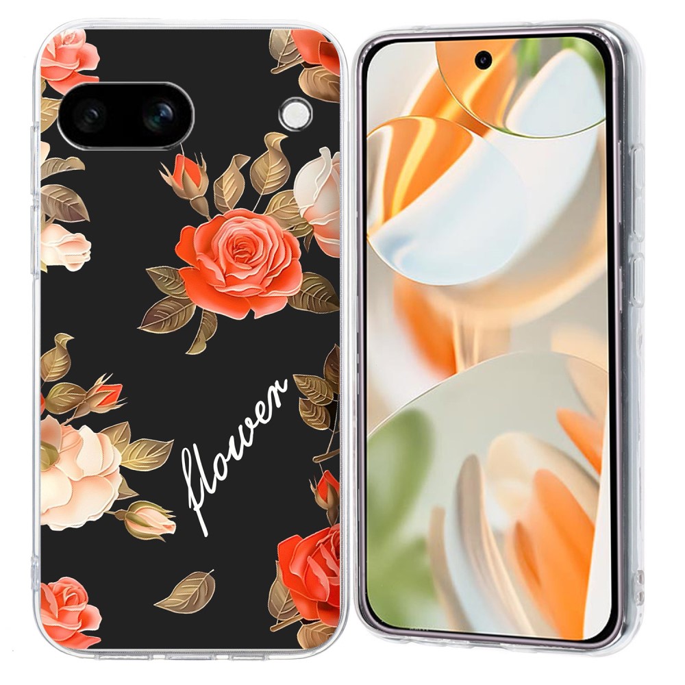 Vibe Google Pixel 9a skal - Blommor Med Svart Bakgrund