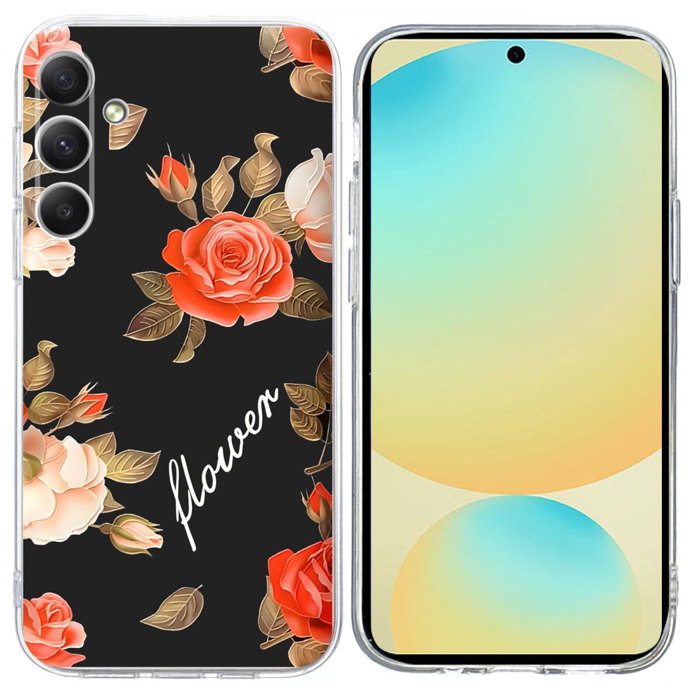 Vibe Samsung Galaxy S25 FE skal - Blommor Med Svart Bakgrund