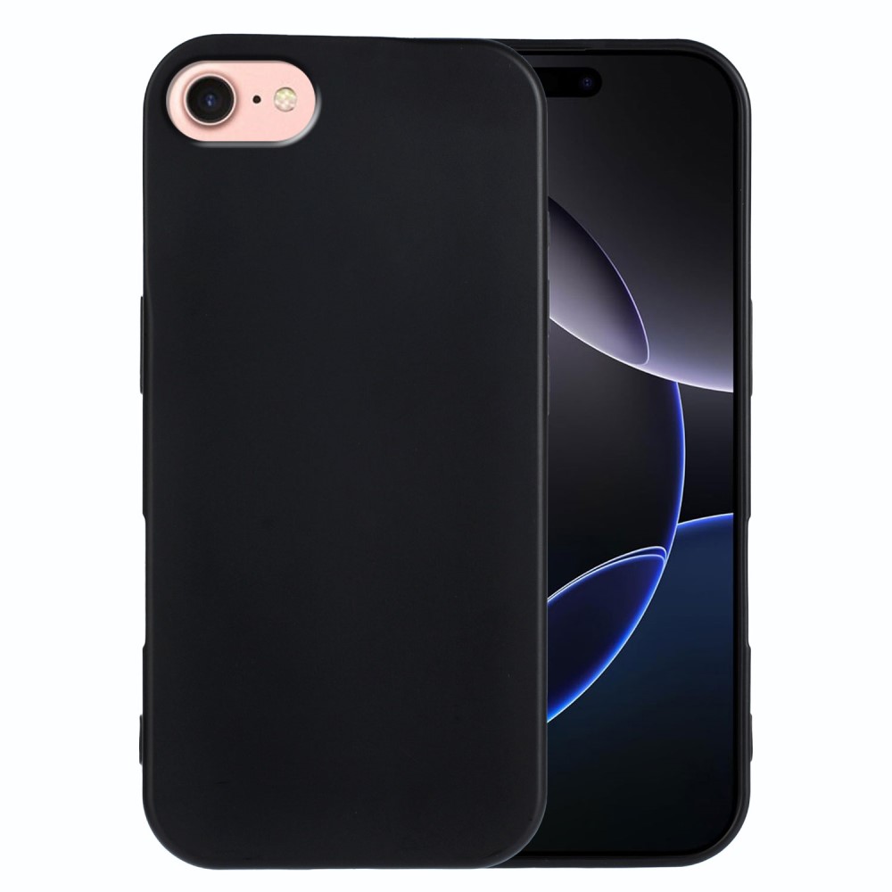 iPhone 16e Flexibelt fodral Mjukt matt fingeravtrycksfritt bakstycke för telefon - Svart