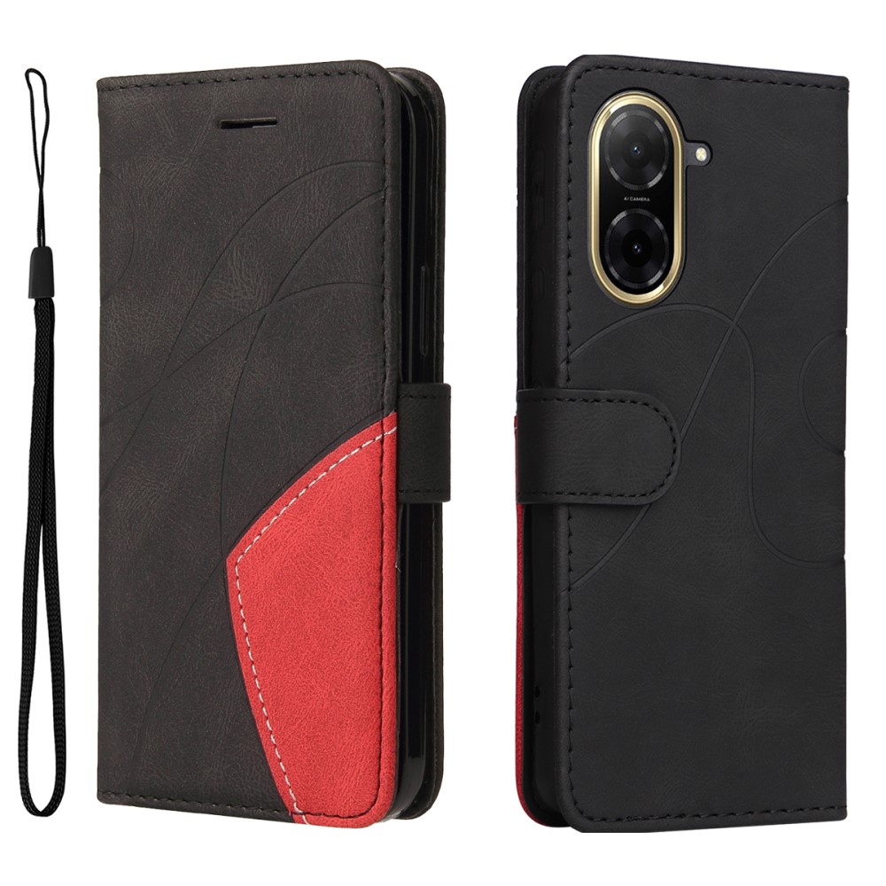 Texturerat läder Xiaomi Redmi A5 4G fodral med handledsband - Svart