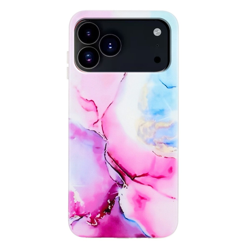 Marmormotiv iPhone 17 Pro skal - Rosa / Blå