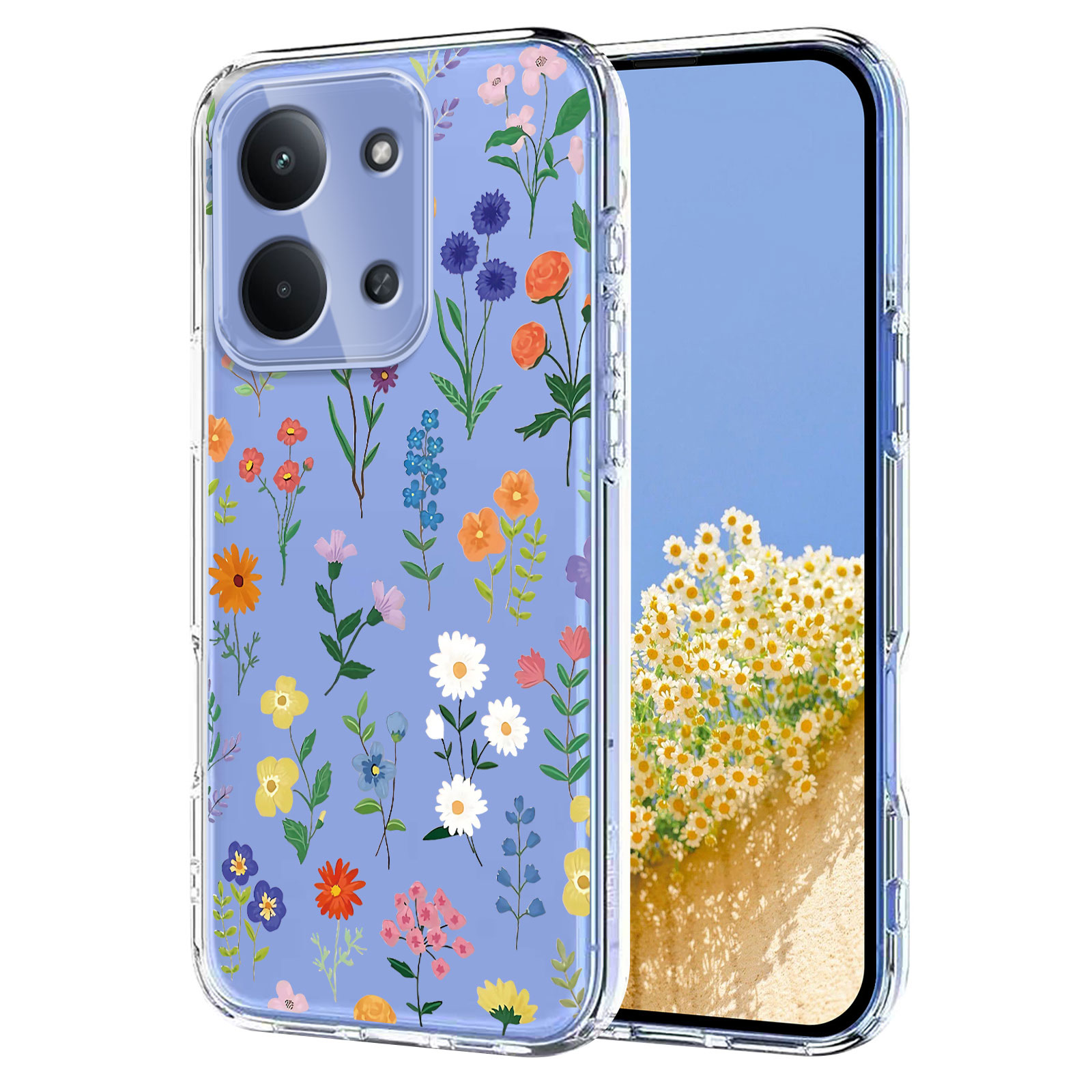 Xiaomi Redmi 15C 5G-fodral med fjärils- och blommönster, flexibelt bakstycke - Tusenskönor