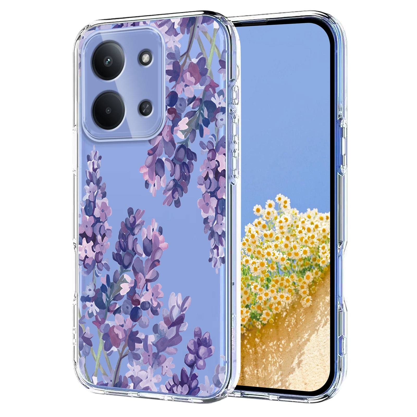 Xiaomi Redmi 15C 5G-fodral med fjärils- och blommönster, flexibelt bakstycke - Blåregn