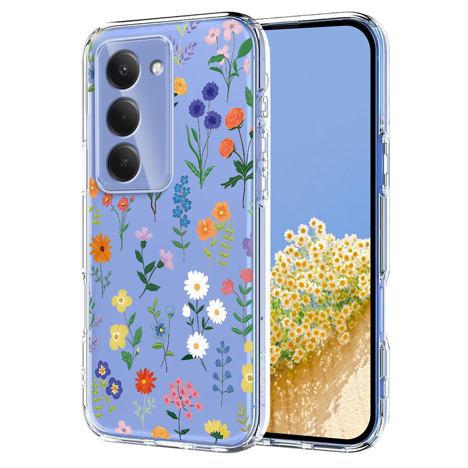 Xiaomi Redmi 15 5G-fodral med fjärils- och blommönster, flexibelt bakstycke - Tusenskönor