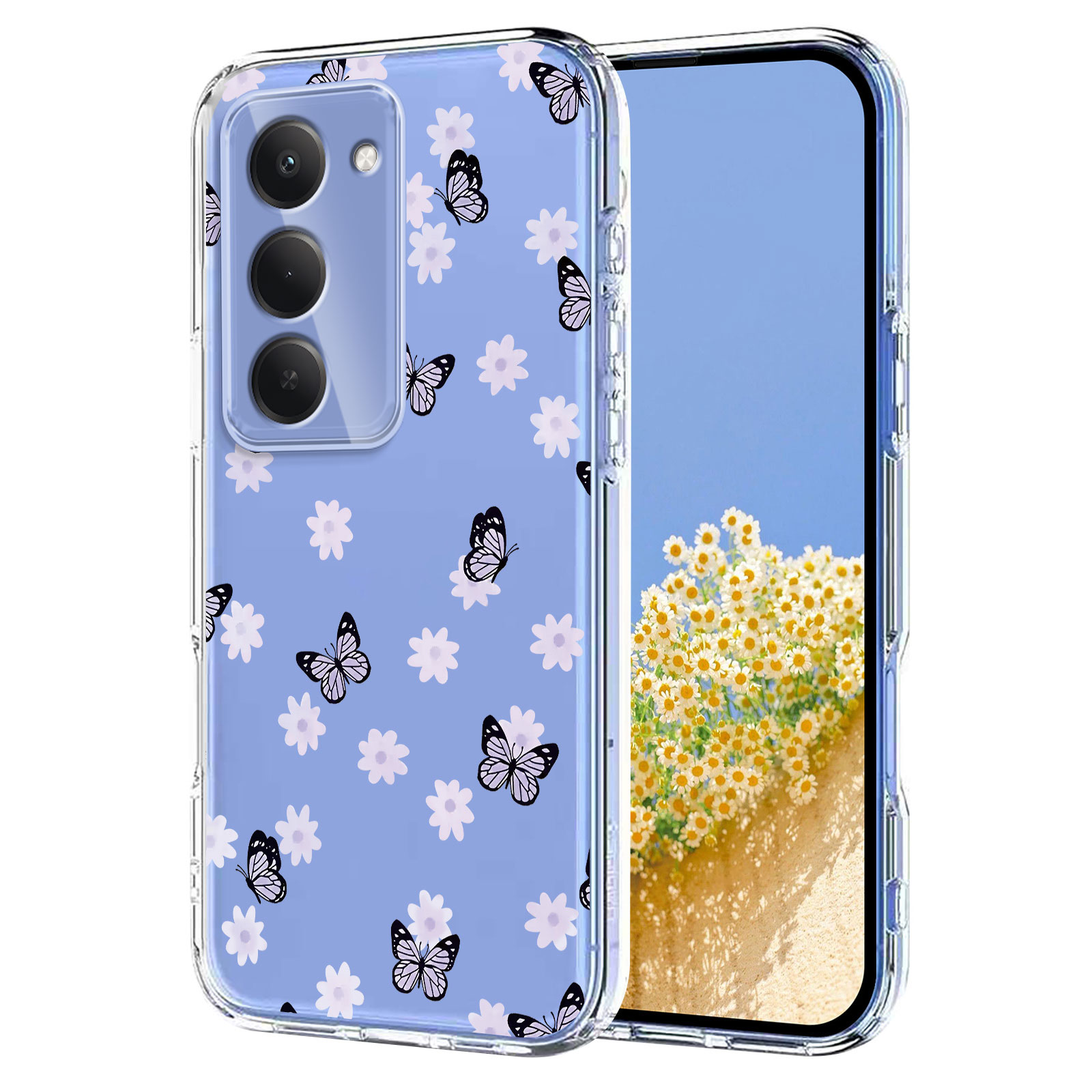 Xiaomi Redmi 15 5G-fodral med fjärils- och blommönster, flexibelt bakstycke - Fjärilar