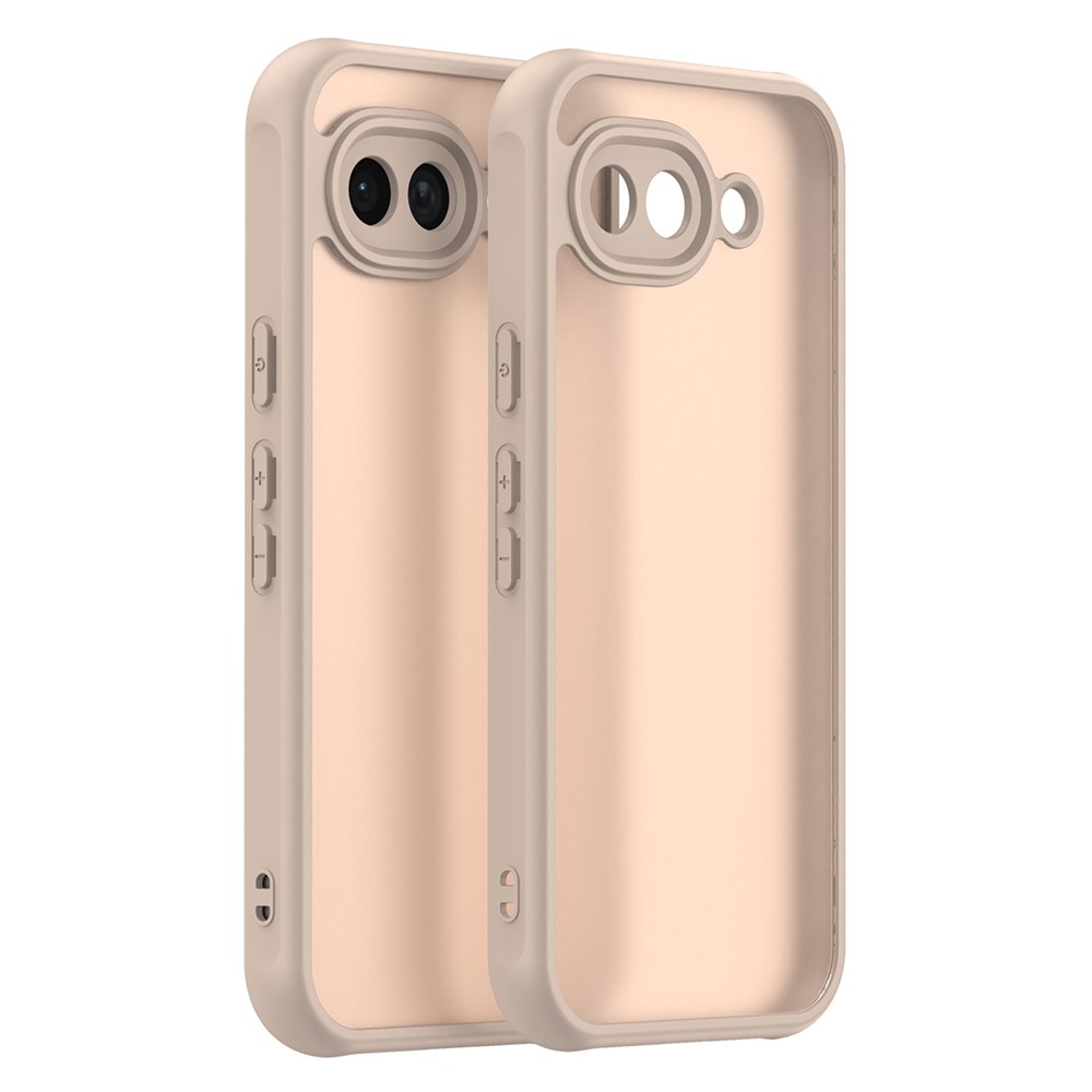 Google Pixel 10a-fodral, stötsäkert, med airbags, frostat genomskinligt PC + flexibelt bakstycke - Orange
