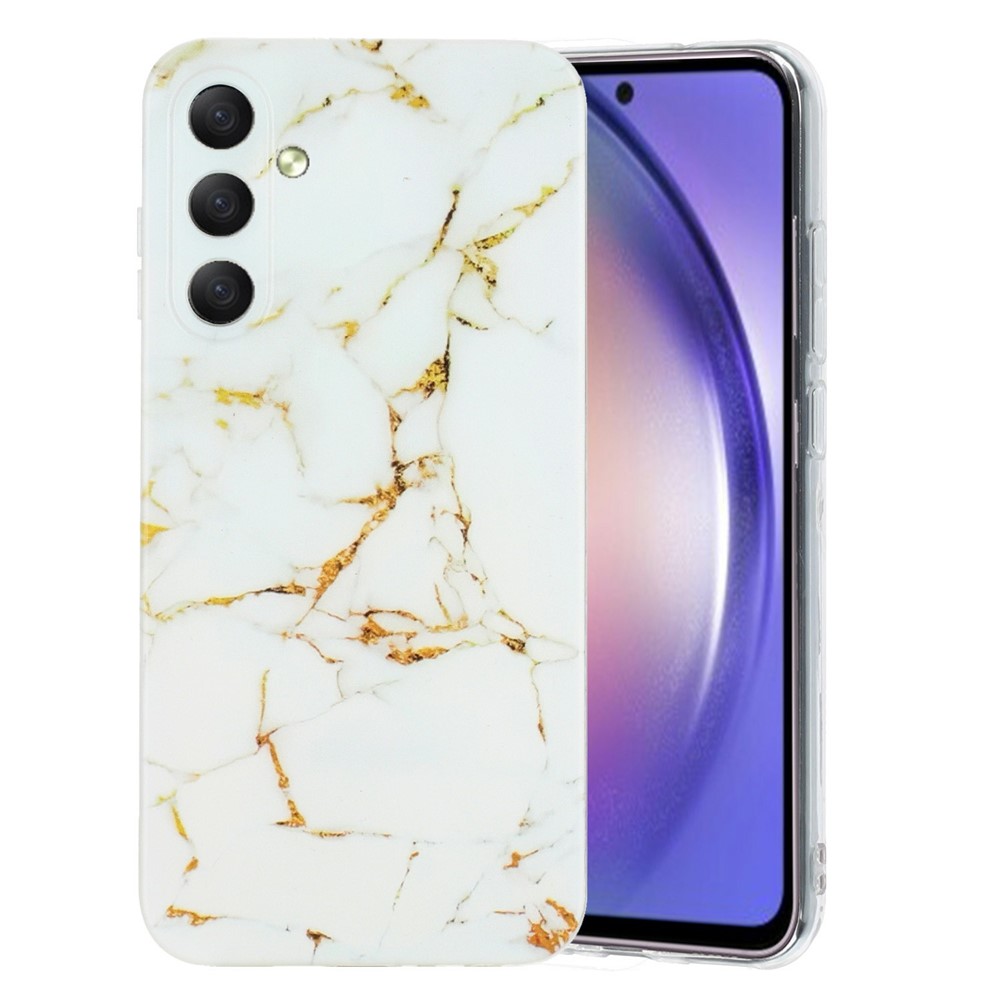 Samsung Galaxy S26+-fodral Flexibelt bakstycke med marmormönster - Vit