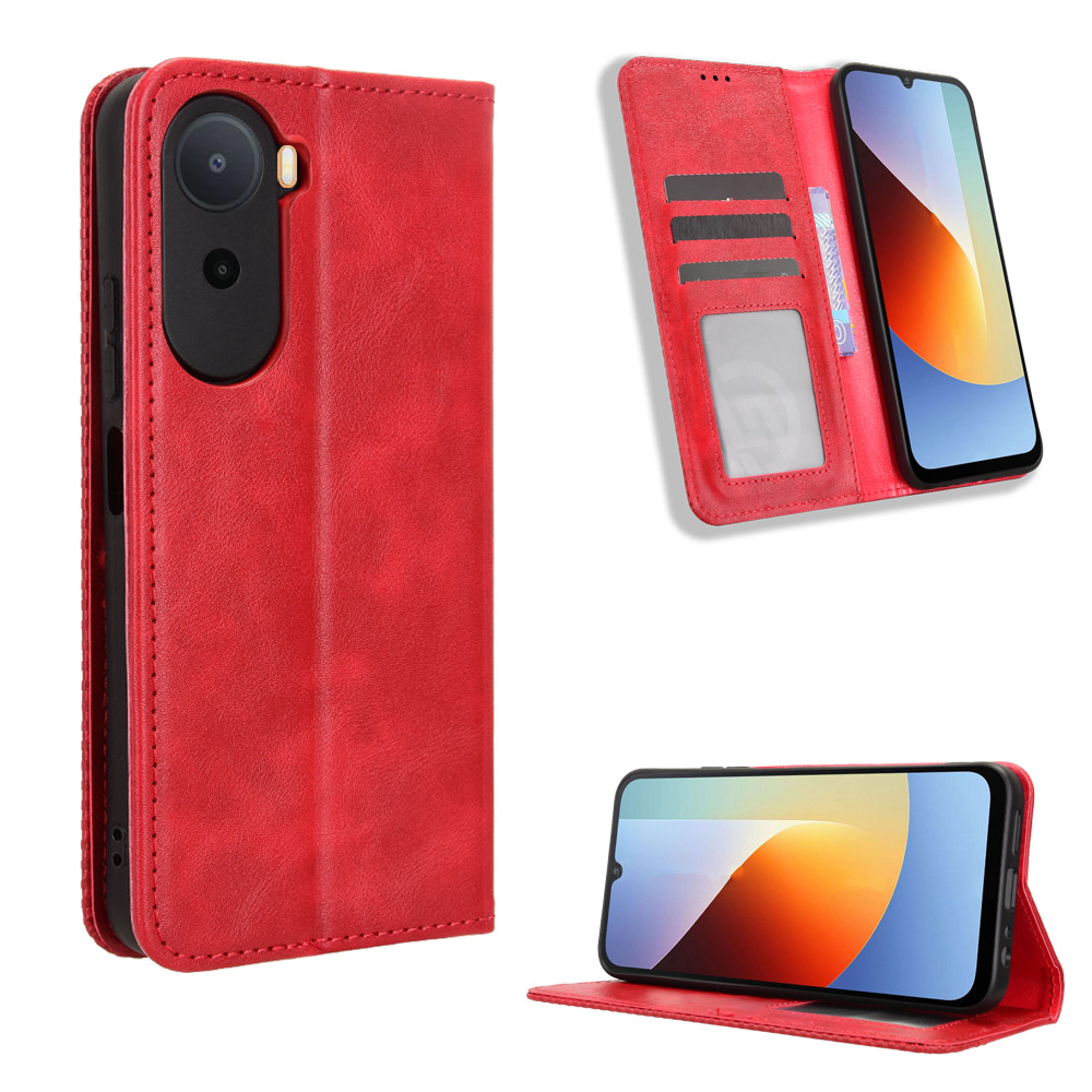 Hållbart konstläder Xiaomi Redmi A7 Pro 4G fodral med plånbok - Röd