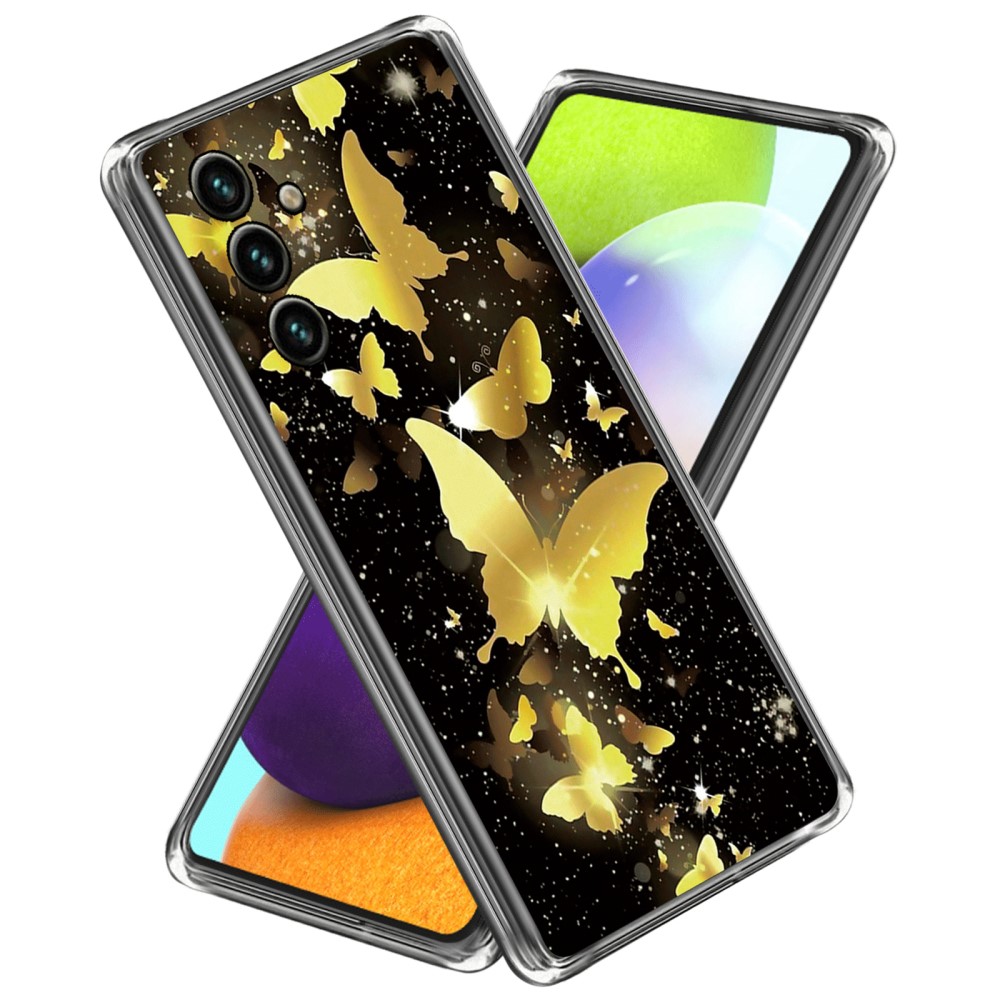 Deco Samsung Galaxy A55 skal - Guldfärgade Fjärilar