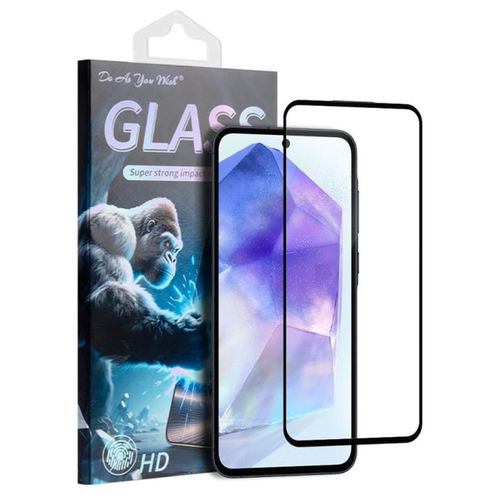 DAY Samsung Galaxy A55 5G skärmskydd med silketryck, heltäckande lim, högkvalitativ aluminium-mjukplastglasfilm