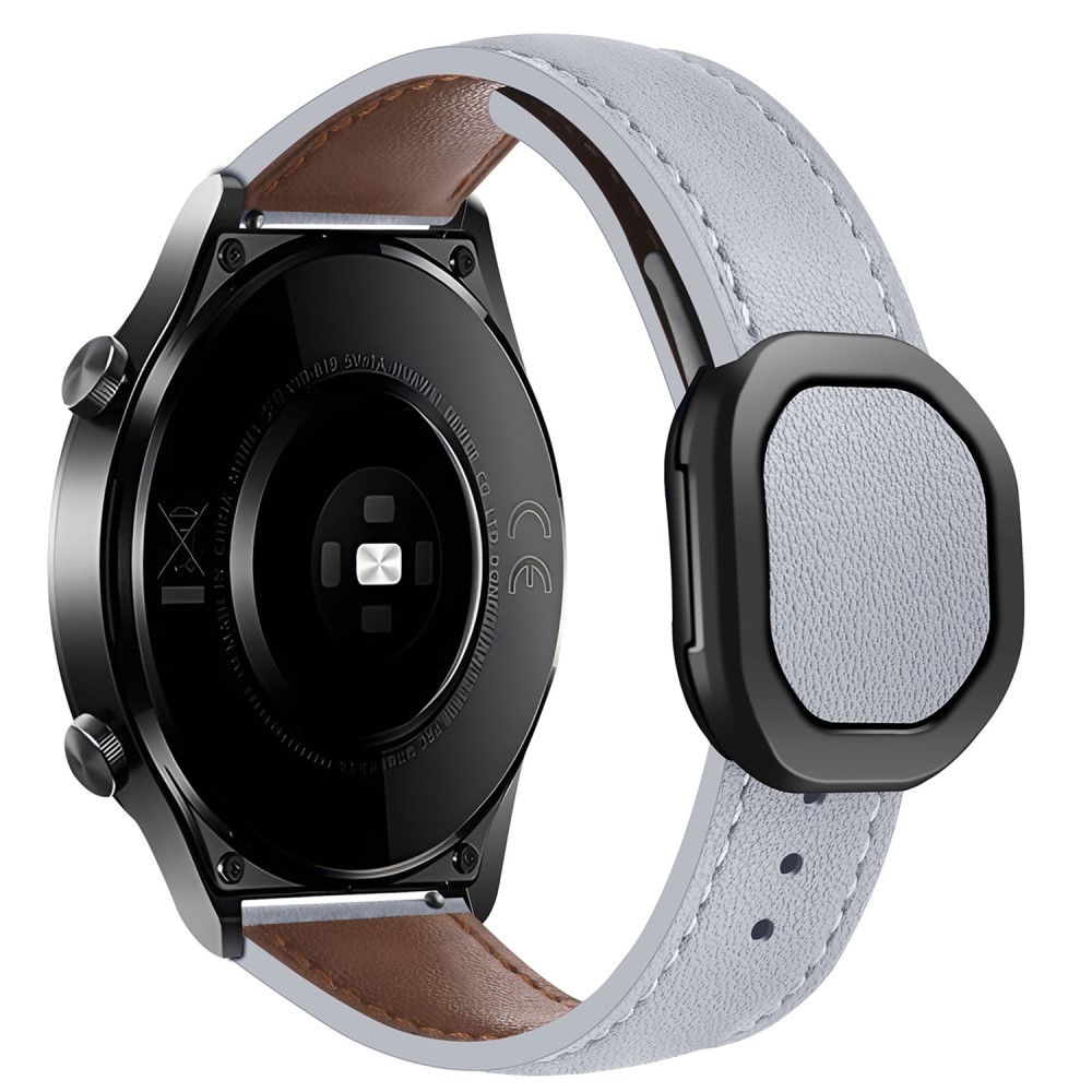 KALEBOL Huawei klockarmband 22mm Nautilus Magnetic Buckle Armband i äkta koskinn - Ljusgrå