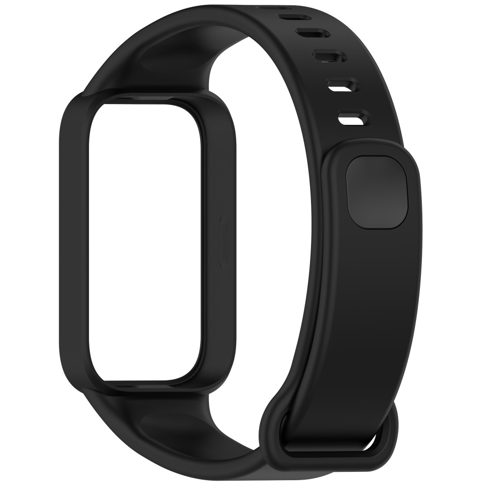 Silikonband med fodral Xiaomi Smart Band 9 Active / Redmi Band 3 Smartwatch ersättningsrem - Svart