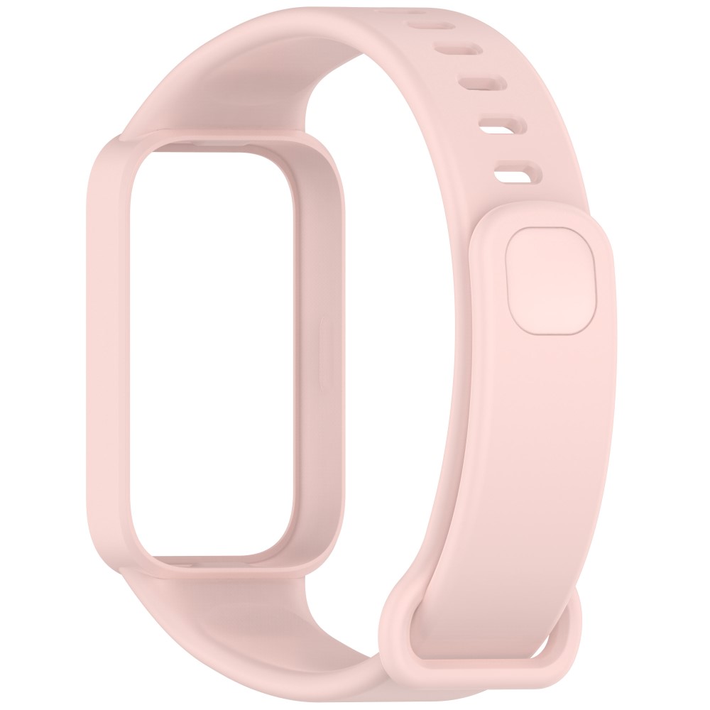 Silikonband med fodral Xiaomi Smart Band 9 Active / Redmi Band 3 Smartwatch ersättningsrem - Ljusrosa