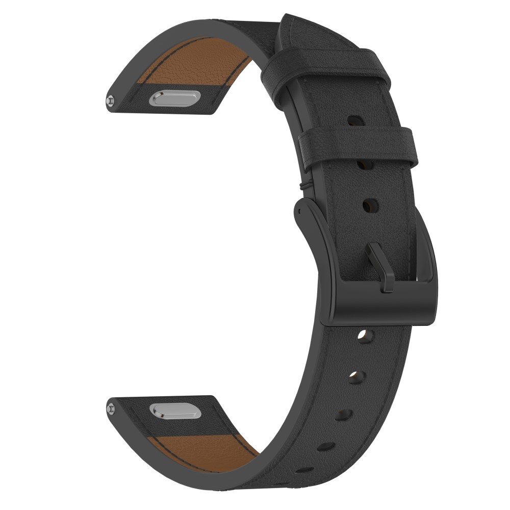 Huawei Garmin Smartwatch Band 18mm Universal Top Layer Cowhide läderrem - Svart