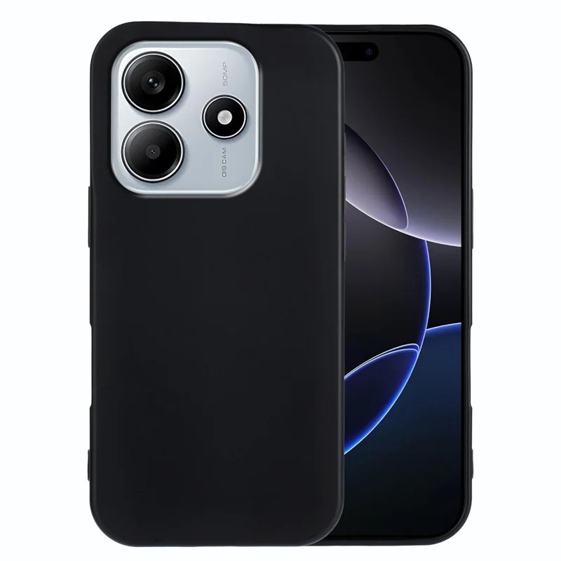 Xiaomi Redmi Note 14 4G (163,25x76,55x8,16mm) Flexibelt fodral Mjukt matt fingeravtrycksfritt bakstycke för telefon - Svart