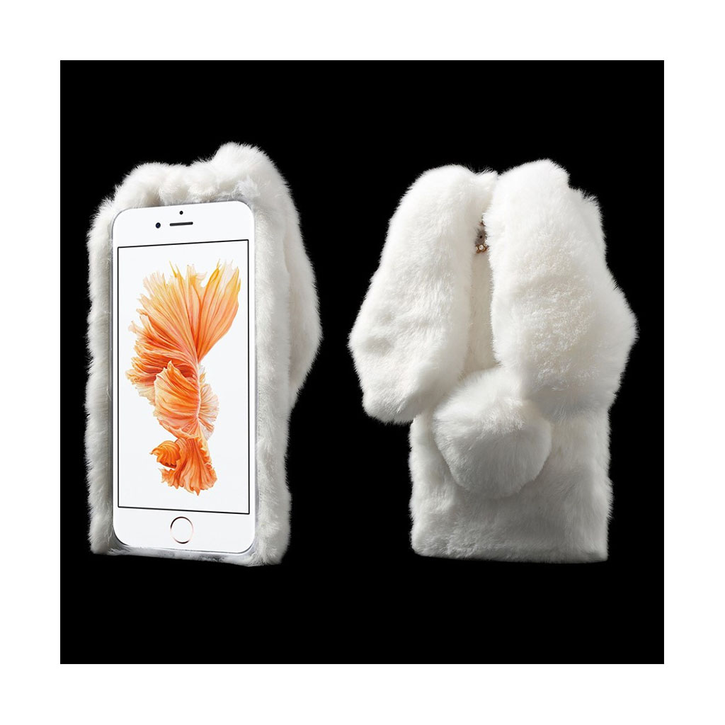 Fluffy Rabbit iPhone 8 Plus / iPhone 7 Plus skal - Vit