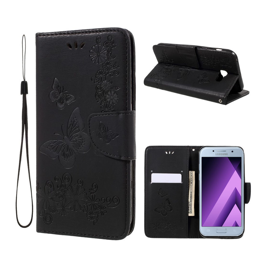 Samsung Galaxy A3 (2017) fjärilsmönster fodral - Svart