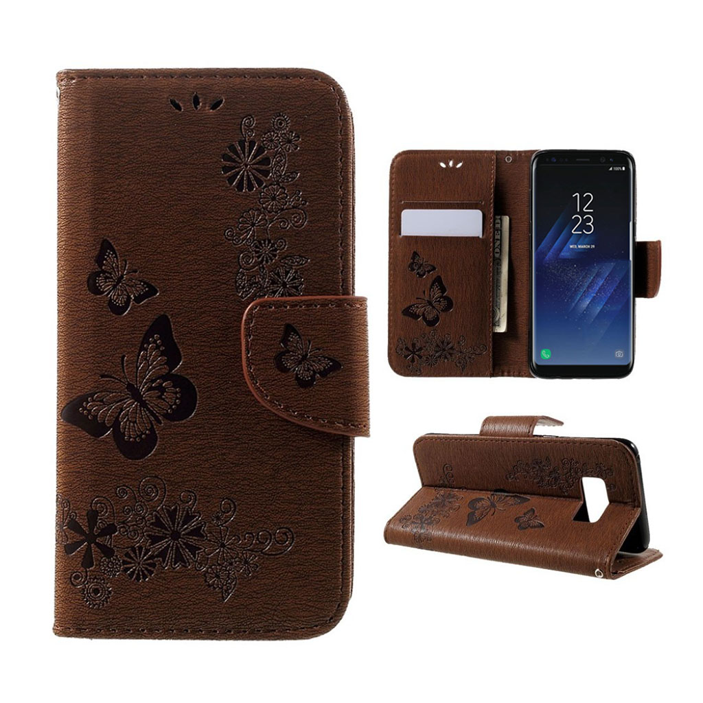 Butterfly läder Samsung Galaxy S8 fodral - Brun