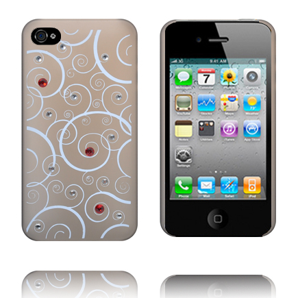 White Spirals - Matt Transparent (Grå) iPhone 4S Skal