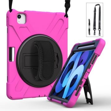 iPad Air 11 (2024) / Air (2020) / Air (2022) / Pro 11-inch (2022) / (2021) / (2020) / (2018) bump resistant and Silicone Kickstand Case with Strap - Rose