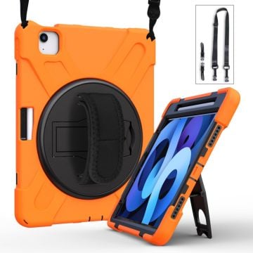 iPad Air 11 (2024) / Air (2020) / Air (2022) / Pro 11-inch (2022) / (2021) / (2020) / (2018) bump resistant and Silicone Kickstand Case with Strap - Orange