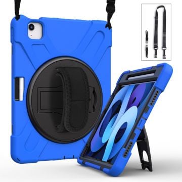 iPad Air 11 (2024) / Air (2020) / Air (2022) / Pro 11-inch (2022) / (2021) / (2020) / (2018) bump resistant and Silicone Kickstand Case with Strap - Blue