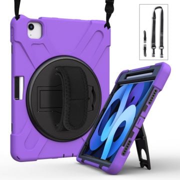 iPad Air 11 (2024) / Air (2020) / Air (2022) / Pro 11-inch (2022) / (2021) / (2020) / (2018) bump resistant and Silicone Kickstand Case with Strap - Purple