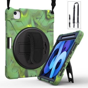 iPad Air 11 (2024) / Air (2020) / Air (2022) / Pro 11-inch (2022) / (2021) / (2020) / (2018) bump resistant and Silicone Kickstand Case with Strap - Army Green