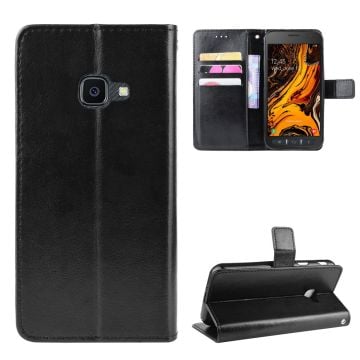 Crazy Horse Leather Wallet Cover for Samsung Galaxy Xcover 4 G390F/Galaxy Xcover 4s G398F - Black