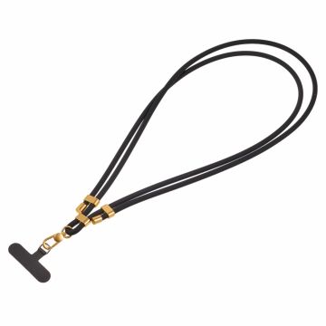 150 cm silikonrem för telefon, justerbar halsrem med fästflik - Svart