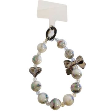 Mobiltelefonrem i harts CCD-kamera, nycklar Marmortexturerade pärlor Universal nyckelring Mobiltelefon handledsrem - Stil A