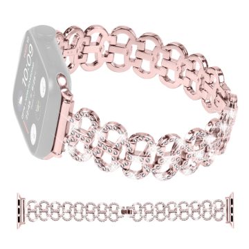 Rhinestones Decor Gourd Shape Watch band Apple Watch Series 9 8 7 41mm / 6 5 4 SE (2022) SE (2023) SE 40mm / 3 2 1 38mm Alloy Strap - Pink