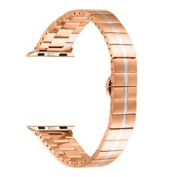 Apple Watch Series 41mm - 40mm - 38mm Armband i rostfritt stål - Roséguld + Silver