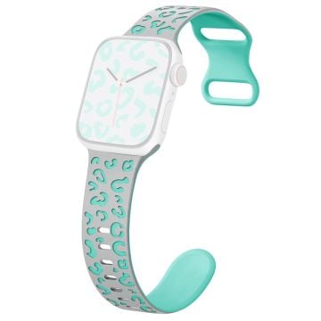 Apple Watch Series 41mm - 40mm - 38mm Leopard silikonarmband - Grå + Cyan