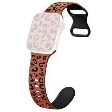 Apple Watch Series 41mm - 40mm - 38mm Leopard silikonarmband - Brun + Svart