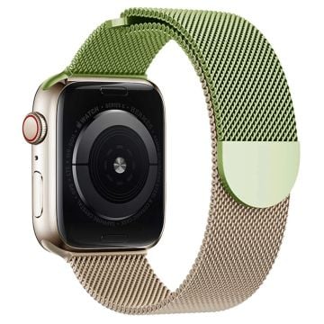 Apple Watch Series 7 8 9 41mm / 6 5 4 SE (2023) SE (2022) SE 40mm / 3 2 1 38mm Gradient Milanese Strap - Grön + Roséguld