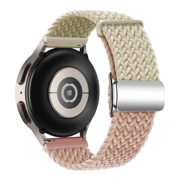 Huawei Watch GT 3 42mm / GT 3 Pro 43mm Universal 20mm Woven Strap Magnetic Silver Buckle klockarmband - Stjärnljus + Mjölk Te