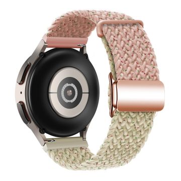 Huawei Watch GT 3 42mm / GT 3 Pro 43mm Universal 20mm klockarmband Magnetiskt spänne Vävt armband - Konfetti Rosa + Stjärnljus / Roséguldspänne