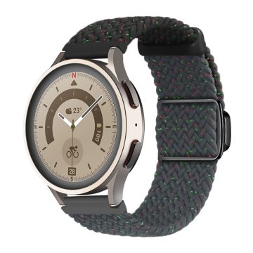 Huawei Watch GT 3 42mm / GT 3 Pro 43mm Universal 20mm klockarmband Magnetiskt spänne Vävt armband - Konfetti Svart + Mörkblå/Svart Spänne