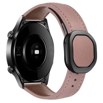 Huawei Watch 4 Pro / 4 / GT 4 46mm Universal 22mm Magnetiskt spänne Klockarmband i äkta ko-läder - Bean Rosa