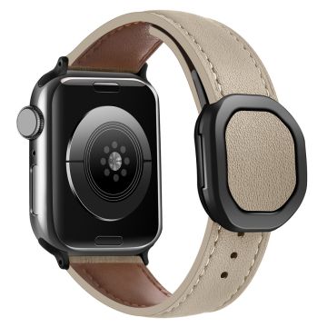 Apple Watch Series 41mm - 40mm - 38mm armband i äkta koskinn med magnetiskt spänne - Aprikos