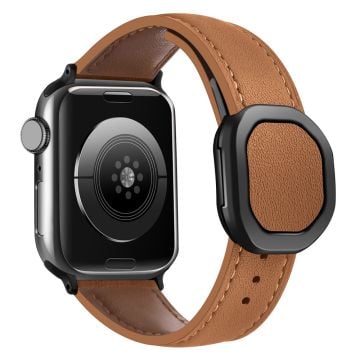 Apple Watch Series 41mm - 40mm - 38mm armband i äkta koskinn med magnetiskt spänne - Brun