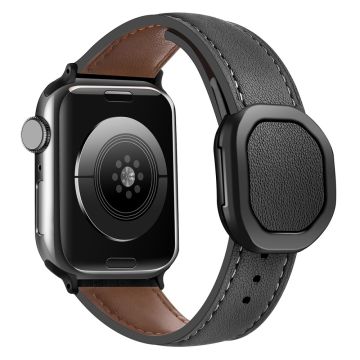 Apple Watch Series 41mm - 40mm - 38mm armband i äkta koskinn med magnetiskt spänne - Svart