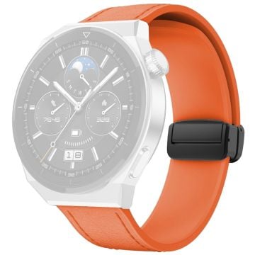 Huawei Watch GT 3 42mm / GT 3 Pro 43mm Klockarmband 20mm läderbelagt silikonarmband med magnetiskt spänne - Orange