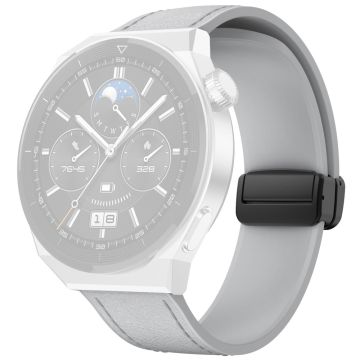 Huawei Watch GT 3 42mm / GT 3 Pro 43mm Klockarmband 20mm läderbelagt silikonarmband med magnetiskt spänne - Ljusgrå