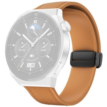 Huawei Watch GT 3 42mm / GT 3 Pro 43mm Klockarmband 20mm läderbelagt silikonarmband med magnetiskt spänne - Ljusbrun